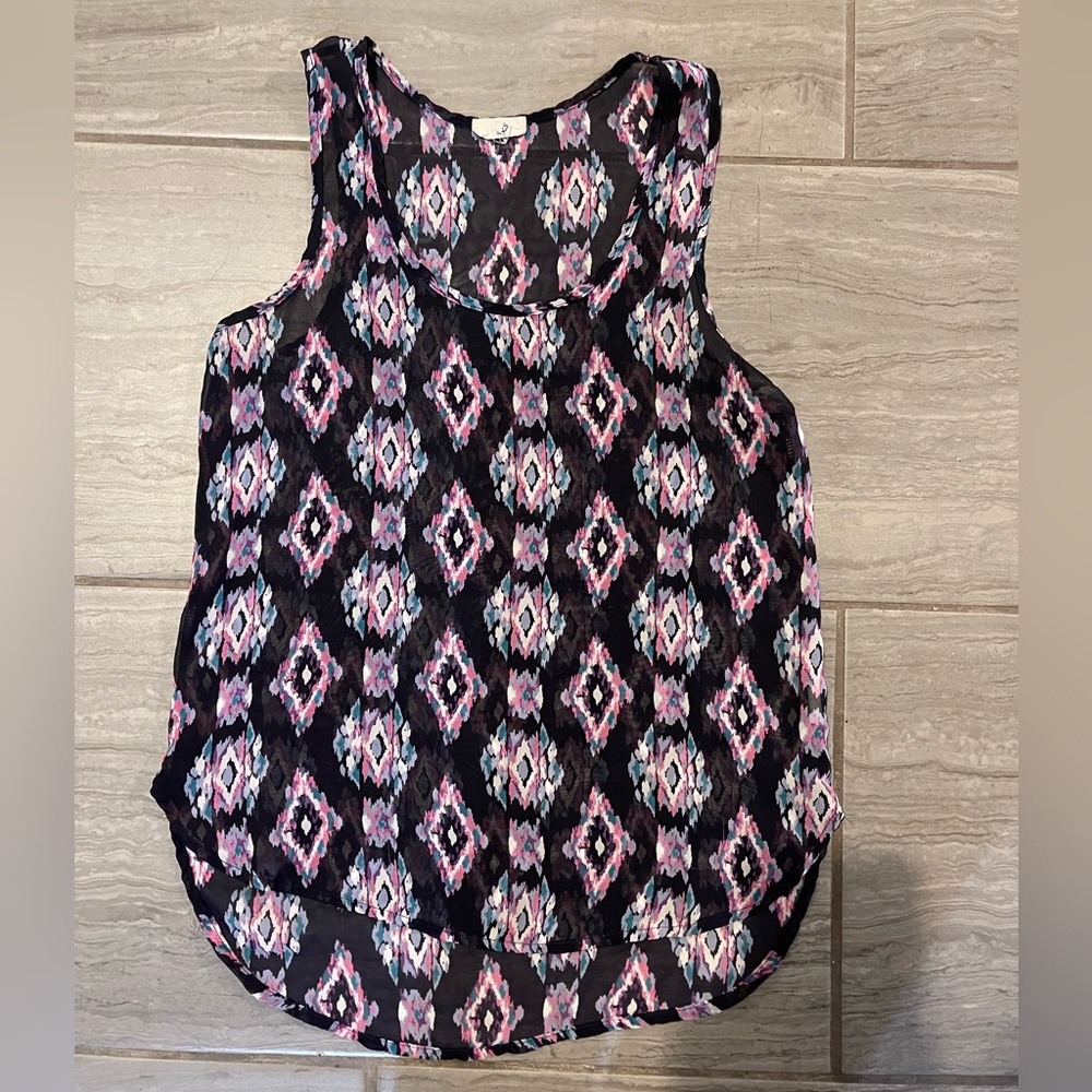 Sheer Aztec tank top